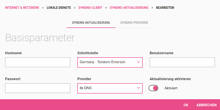 Screenshot der Digitalisierungsbox-Konfiguration